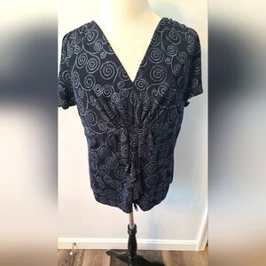 Black 18/20 Short Sleeve Blingy Top